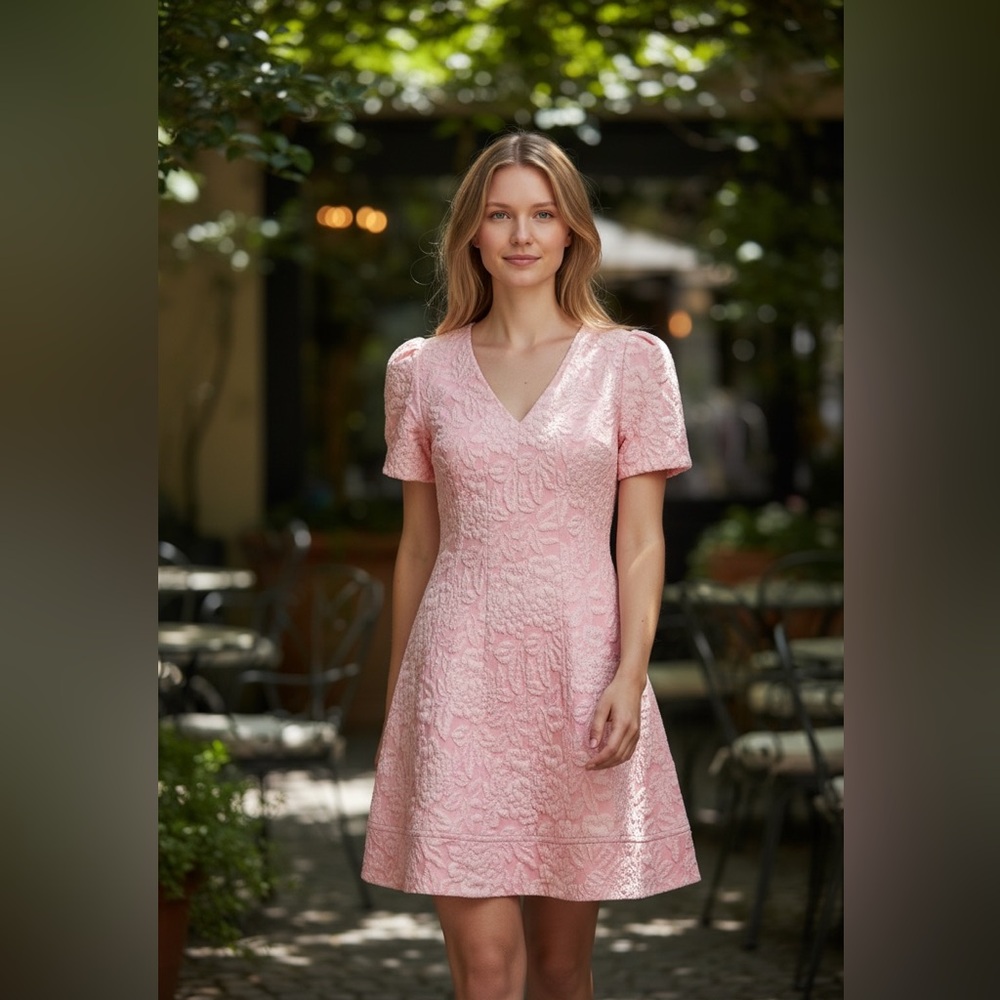 SO ME Floral Jacquard Fit And Flare Daily Mini Dress